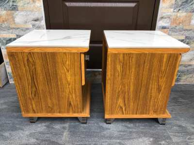 Bedside cabinet 2 pieces, side table with drawer, wood look, lockable