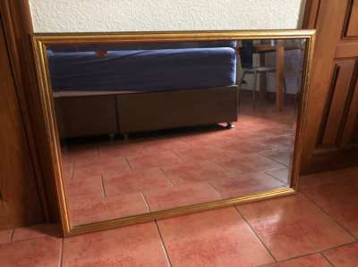 Wall mirror with golden frame, mirror , Rectangular mirror