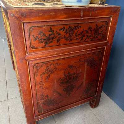 Antique red lacquered Chinese desk