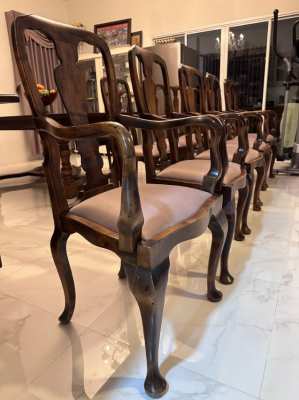 Very large, very old unique English oak table plus 12 chairs