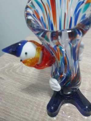 Beautifull multicoloured Murano clown vase 7.5