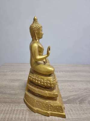 Large heavy gold painted bronze figure of Budha