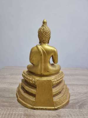 Large heavy gold painted bronze figure of Budha