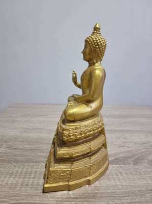 Large heavy gold painted bronze figure of Budha