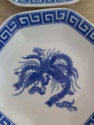 Sale now on 5 chinese blue and white plates 4 character mark to base