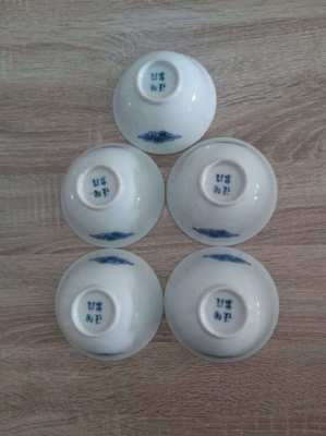 Sale now on 5 chinese blue and white bowls 4 character mark to base