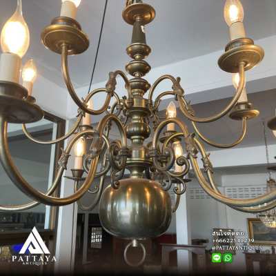  Vintage Dutch 12 arm chandelier