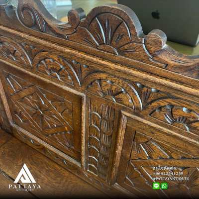 Antique carved oak hall-bench