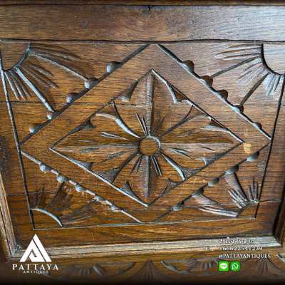 Antique carved oak hall-bench