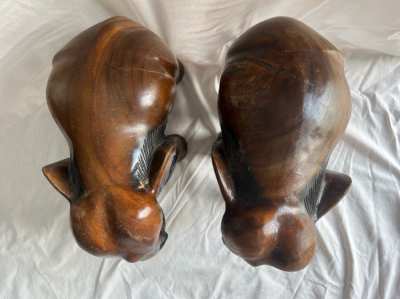 Wood elephant handmade 2 big elephant figures full wood 