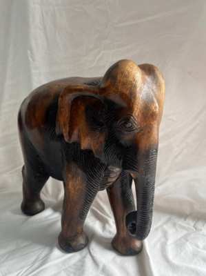 Wood elephant handmade 2 big elephant figures full wood 