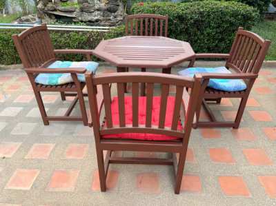  Wood Table with four wood chairs,Solid, with cushion --REDUCET--