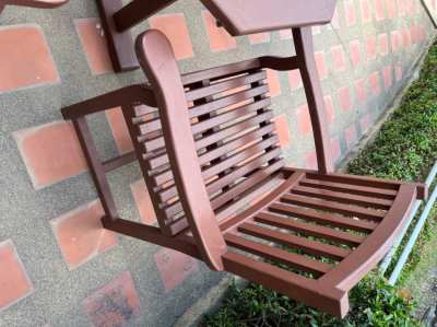  Wood Table with four wood chairs,Solid, with cushion --REDUCET--