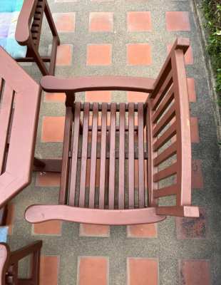  Wood Table with four wood chairs,Solid, with cushion --REDUCET--