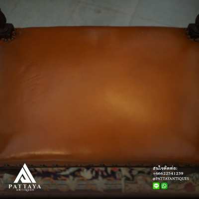 Neoclassical Louis XVI Bench with leather upholstery