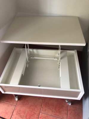 Table with wheels, living room table, side table white ..REDUCED...