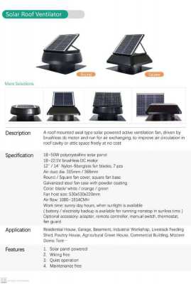 Solar cell ventilation products for sale