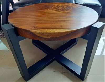 NO. 18  NEW IRON AND ACACIA HARDWOOD COFFEE/SIDE TABLE FREE DELIVERY