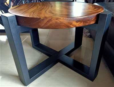 NO. 18  NEW IRON AND ACACIA HARDWOOD COFFEE/SIDE TABLE FREE DELIVERY