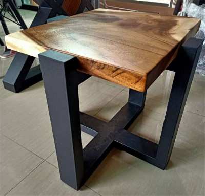 NO.23  NEW IRON AND ACACIA HARDWOOD SIDE TABLE  