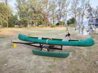 Fiberglass Canoe 5.5m long  3 pax (ONLY BOAT AND OUTTRIGERS)