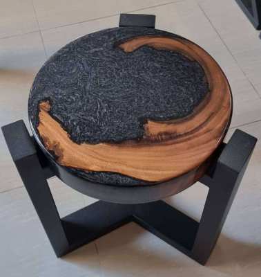 NO.24   NEW  ACACIA HARDWOOD AND BLACK MARBLE EPOXY  RIVER TABLE