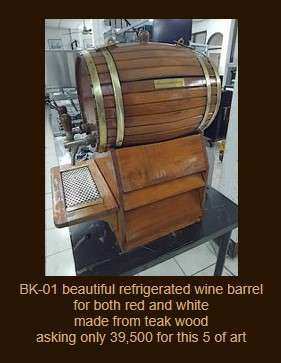 beautiful refrigerated wine barrel made from teak wood