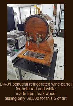 beautiful refrigerated wine barrel made from teak wood