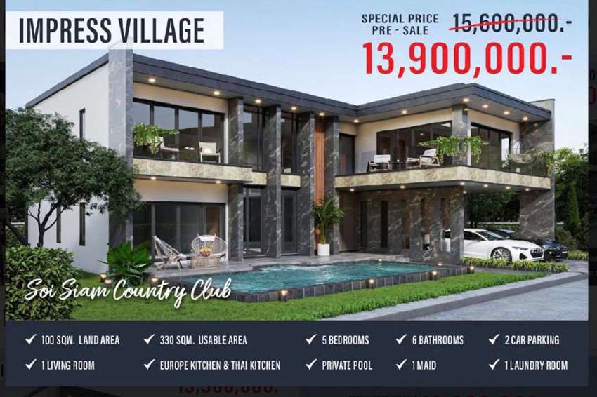 Presale  Luxury brand new pool house Pattaya