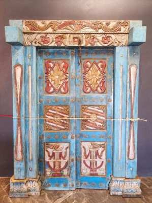 Vintage Hand curved Indian/Myanmar Doors&Frame