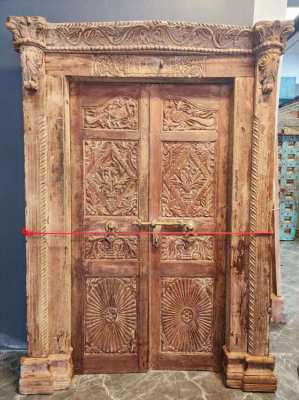 Vintage Hand curved Indian/Myanmar Doors&Frame