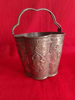 Vintage Thai Bucket showing Budha believed to be a teapot holder