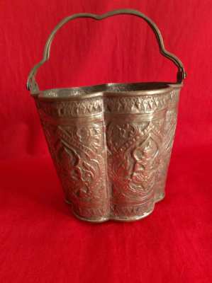 Vintage Thai Bucket showing Budha believed to be a teapot holder