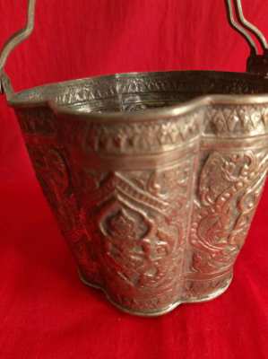 Vintage Thai Bucket showing Budha believed to be a teapot holder