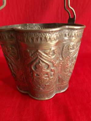 Vintage Thai Bucket showing Budha believed to be a teapot holder