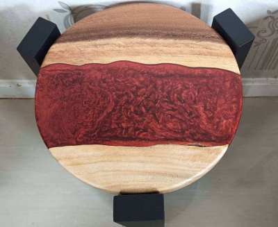 NO.16 NEW ACACIA HARDWOOD RED LAVA ISLAND RIVER TABLE 