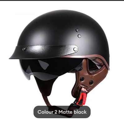 Retro style motorcycle helmet black matt