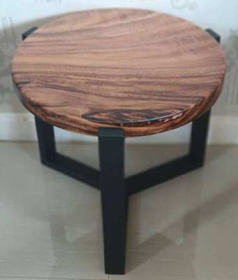 NO.39  NEW IRON AND ACACIA HARDWOOD SIDE TABLE 