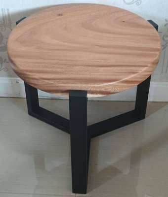 NO.40  NEW IRON AND ACACIA HARDWOOD SIDE TABLE 