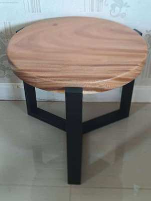 NO.40  NEW IRON AND ACACIA HARDWOOD SIDE TABLE 