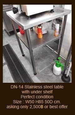 DN-14 stainless steel table with under shelf