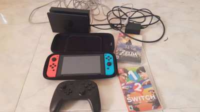 Nintendo Switch Including Zelda and Pro Controller + Case