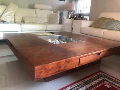 Woodshop handcraft living room table Teak massive 130cm x 130cm x 31cm