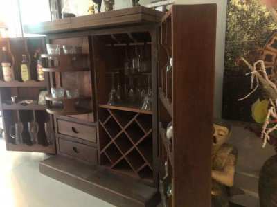 Massive teak wood handmade bar-cabinet. H:105cm x D:56cm x W:93cm