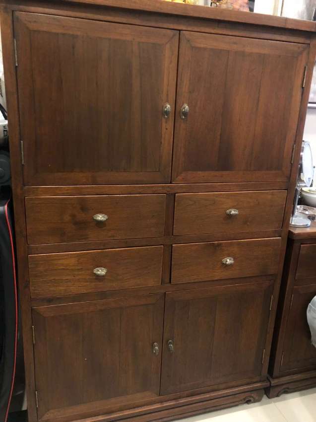 Large Cabinet woodshop massive Teak handmade W:100cm. x H:150cm x D:40