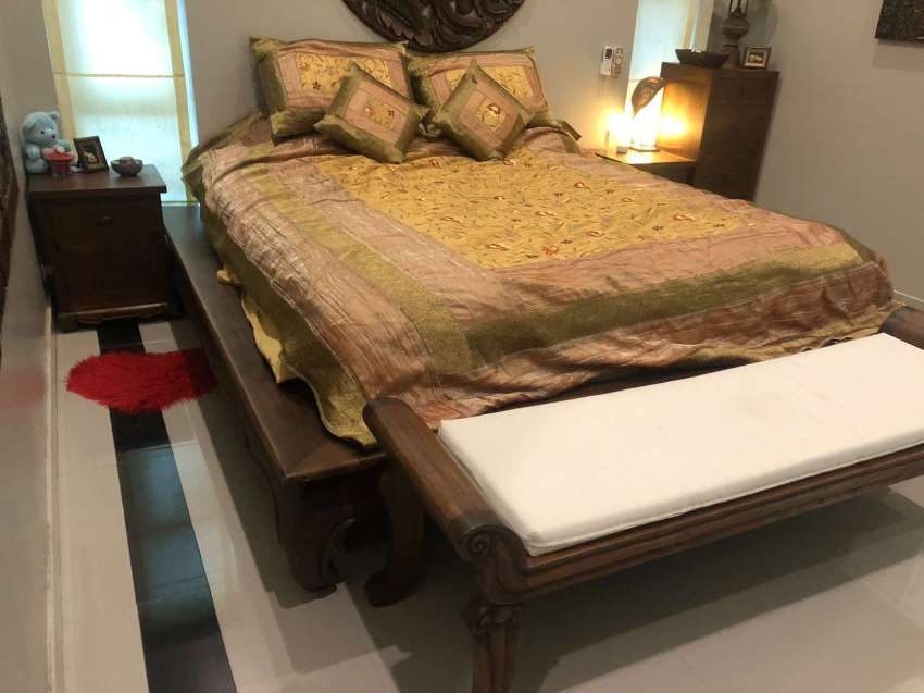 Bed King Size frame handmade massive wood Teak, with powerful lamella 