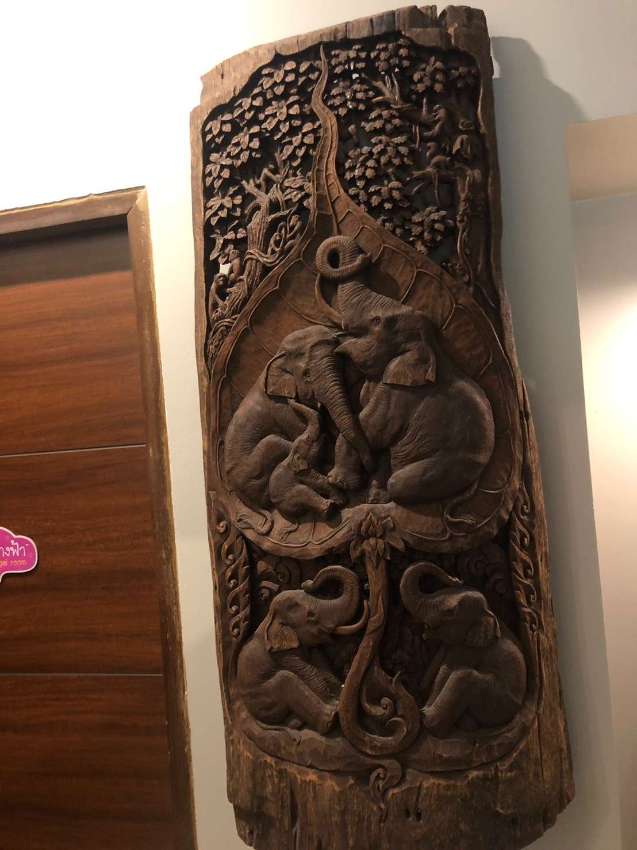 Elephant wall decoration missive wood one peace carved. 