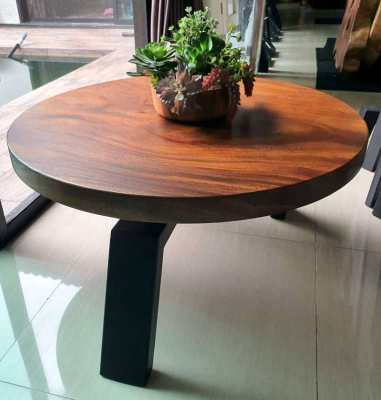 NO.61NEW IRON AND ACACIA HARDWOOD COFFEE TABLE FREE DELIVERY