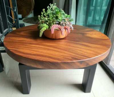 NO.61NEW IRON AND ACACIA HARDWOOD COFFEE TABLE FREE DELIVERY