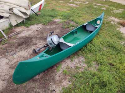 Fiberglass Canoe 5.5m long  + Honda 2hp 4 stroke - cool set for SALE